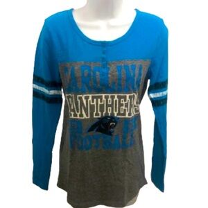 CAROLINA PANTHERS FOOTBALL NFL TEAM APPAREL• LONG SLEEVE TSHIRT• BUTTON FRONT •M